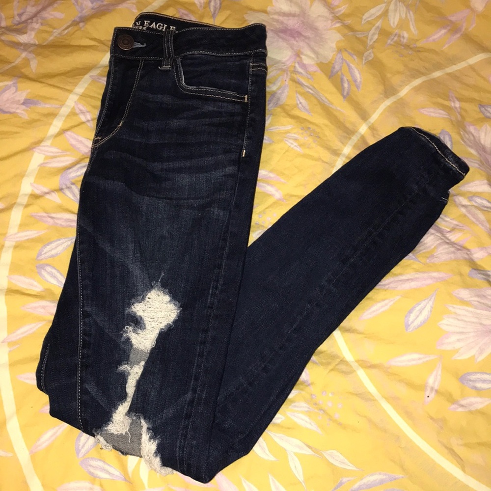 Super Stretch Skinny Jeans with Holes